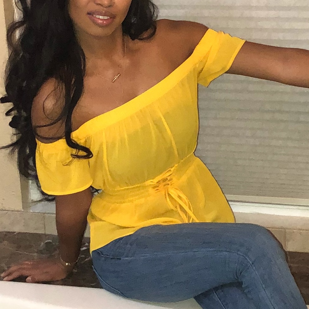 Yellow Off Shoulder blouse